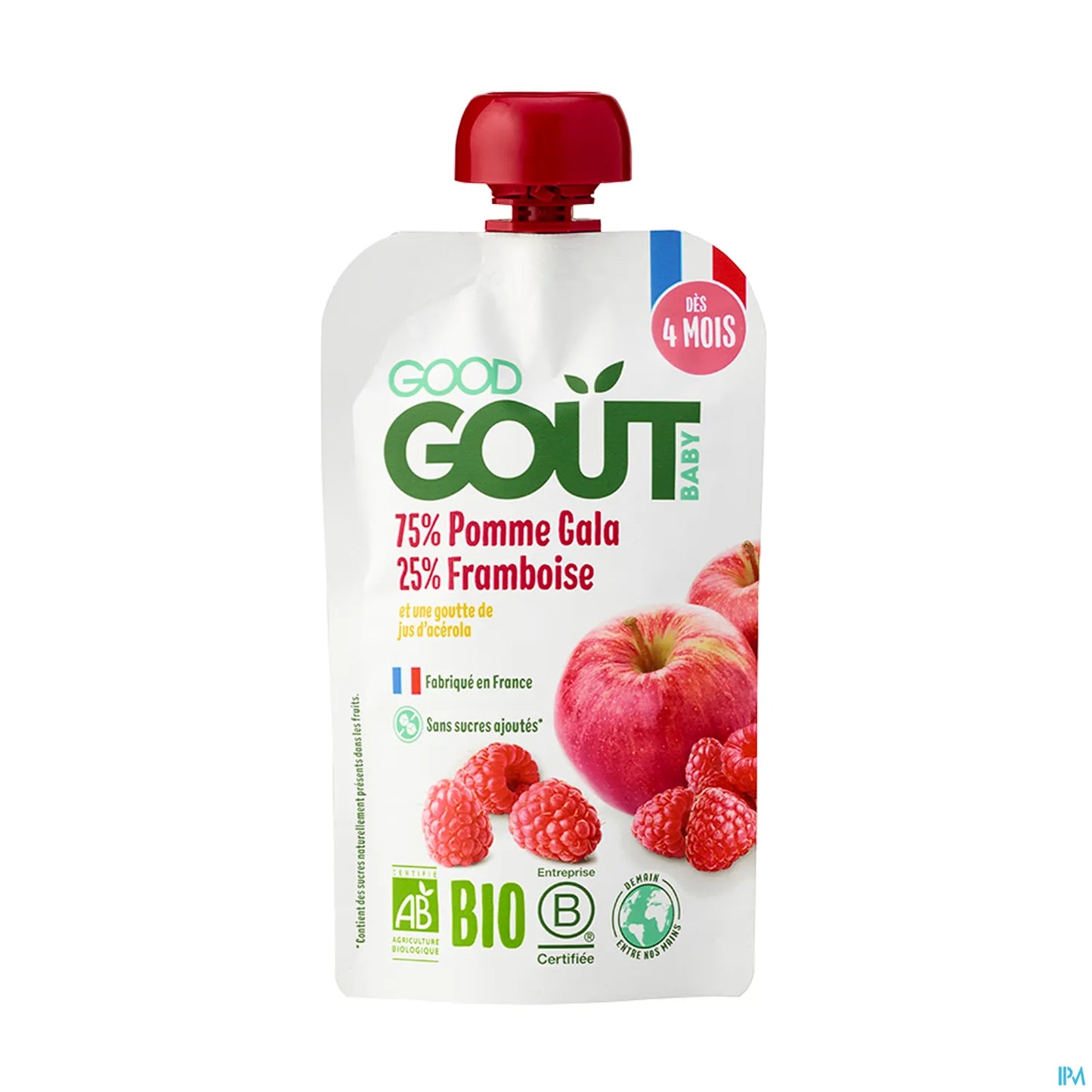 Purea di frutta biologica mela lampone 120 g da 4 mesi