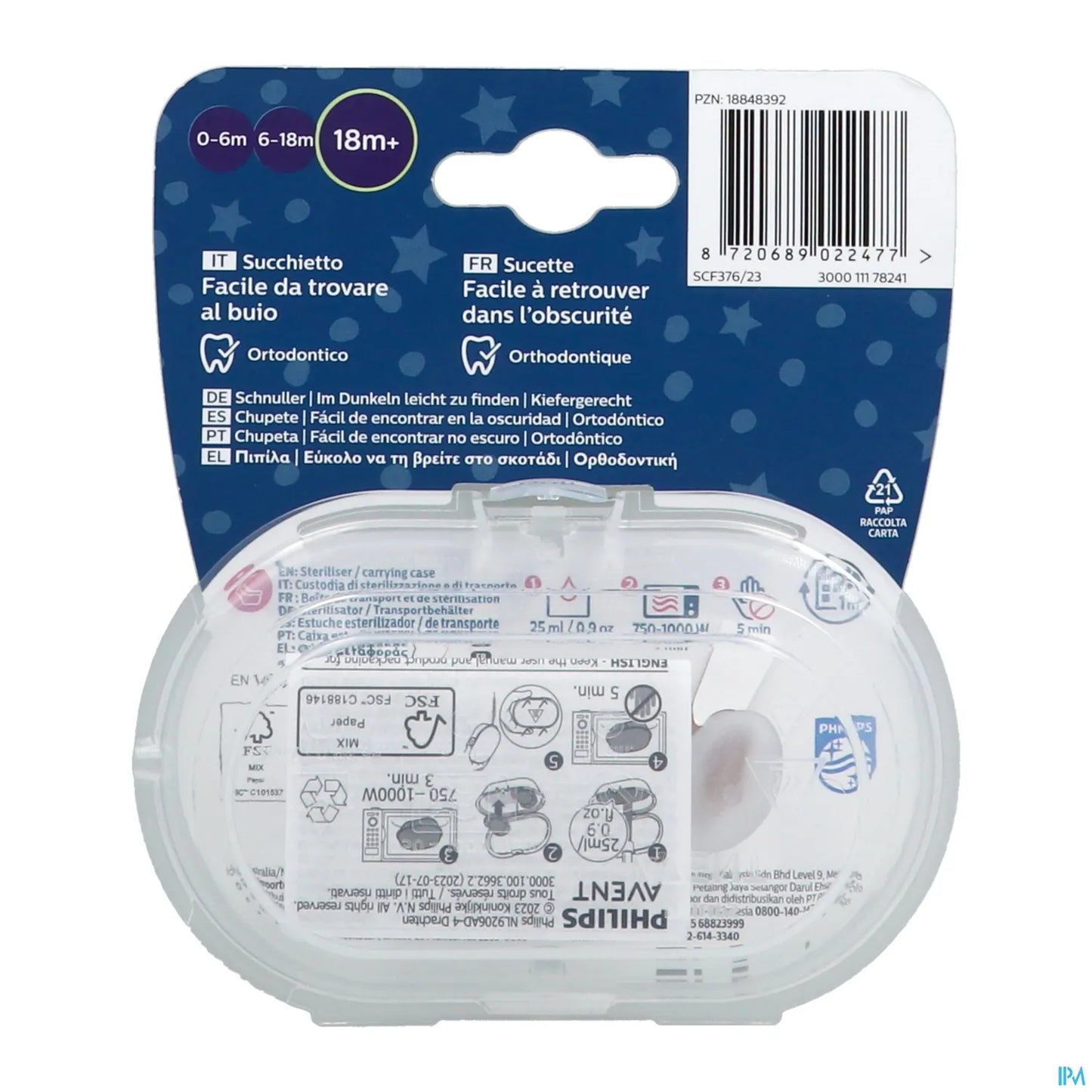 Philips Avent Ultra Air Night Time Sucettes Etoiles/Lune 18+ Lot de 2