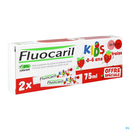 Kids Dentifrice Bi-Fluoré 0-6 Ans Gel Fraise Lot de 2 X 50ml