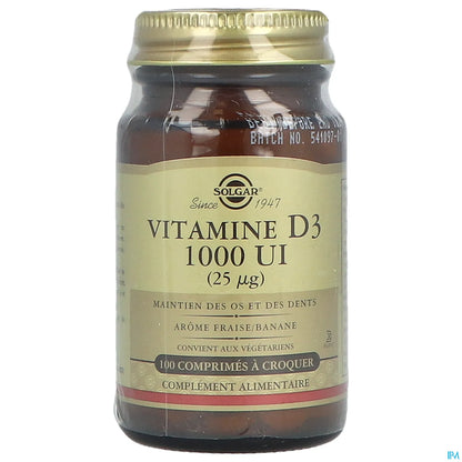 Vitamine D3 1000 UI 100 Comprimés à Croquer