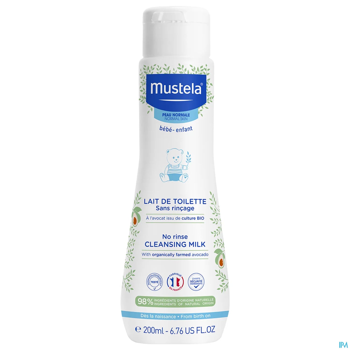 Lait de Toilette Peau Normale 200ml Sans Rinçage à l'Avocat Bio
