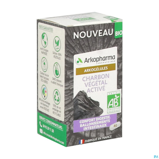 Arkogélules BIO Activated Vegetable Charcoal 40 Capsules