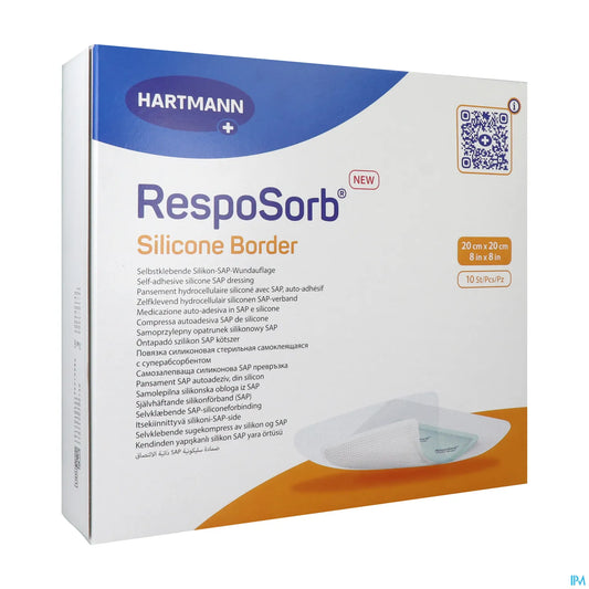 RespoSorb Pansements Silicone Bord 20 x 20 cm Boîte de 10