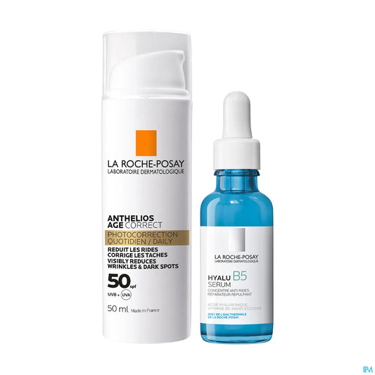 Anthelios Age Correct Crème Visage SPF50 50 mL et Hyalu B5 Sérum 10 mL
