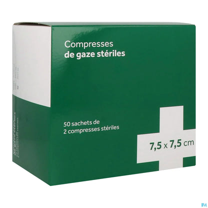 Compressa di garza sterile 7,5 x 7,5 cm Confezione da 2 x 50