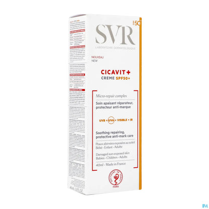 Cicavit+ Crème SPF50+ Soin Apaisant Réparateur 40ml