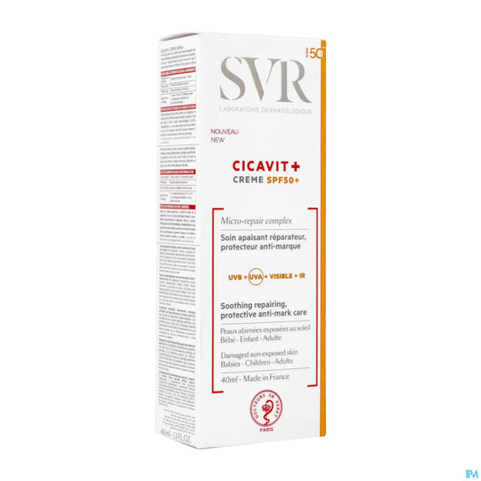 Cicavit+ Crème SPF50+ Soin Apaisant Réparateur 40ml