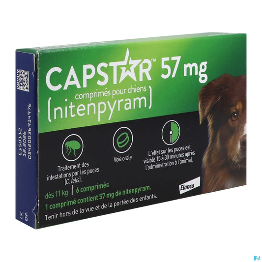 Elanco Capstar 57 mg Chien de plus de 11 kg boite de 6 comprimés