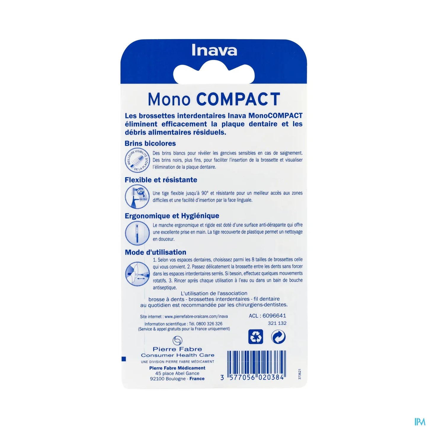 Mono Compact Brossette Grise 2.6mm ISO7 Espaces Interdentaires Très Larges Boîte de 4