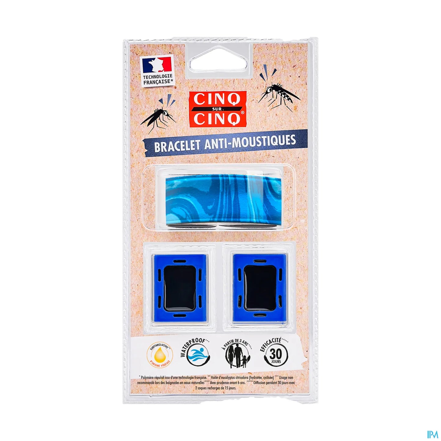 Bracelet Anti Moustiques Bleu 1 Unité