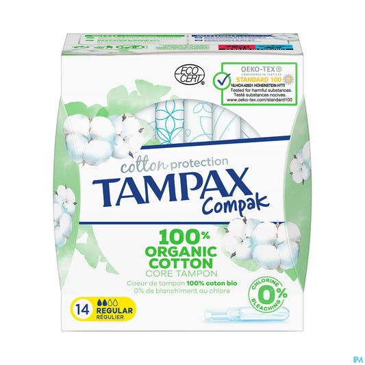 Compak Cotton Regular 100% Organic Cotton 14 Tampons