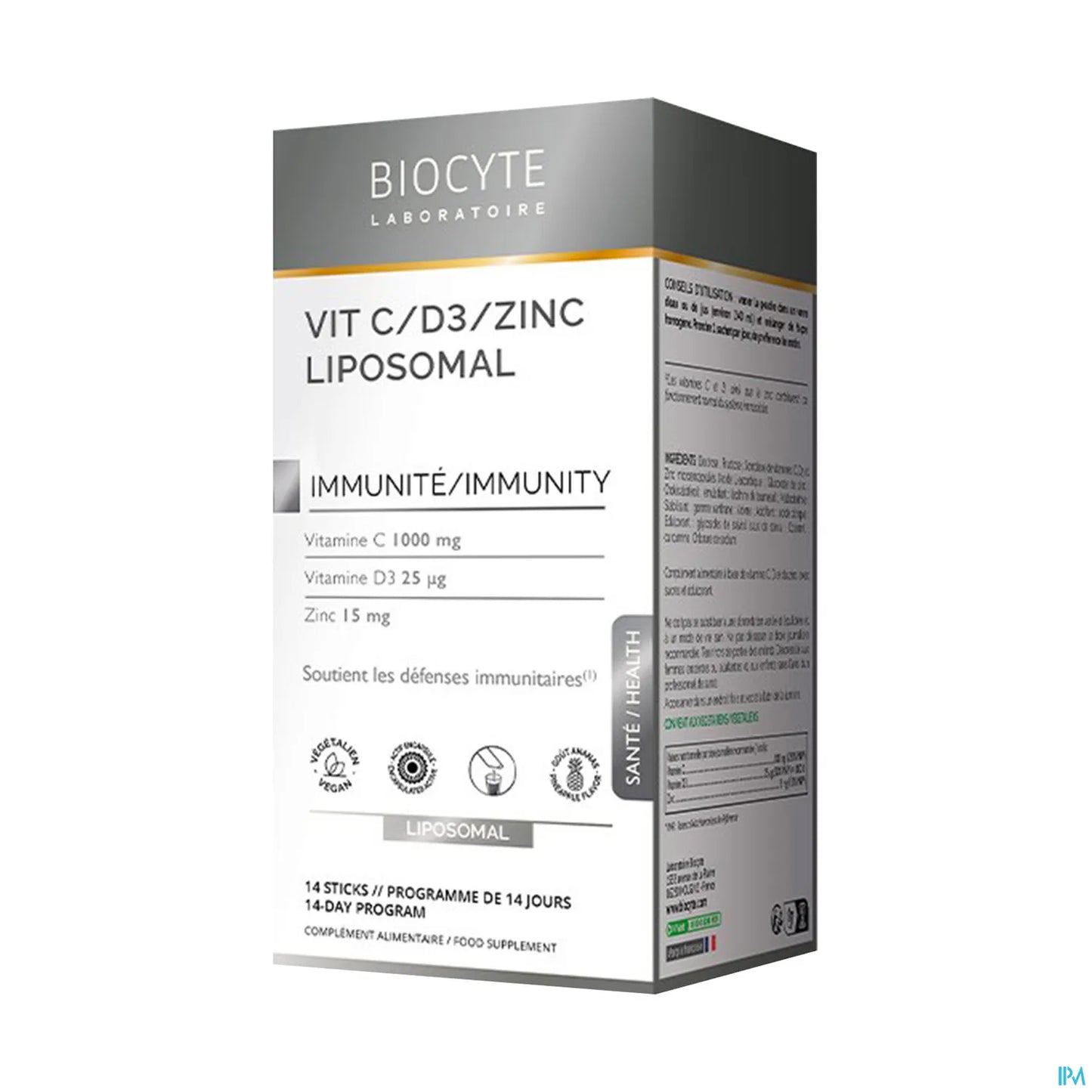 Vit C/D3/Zinc Liposomal Immunité 14 Sticks