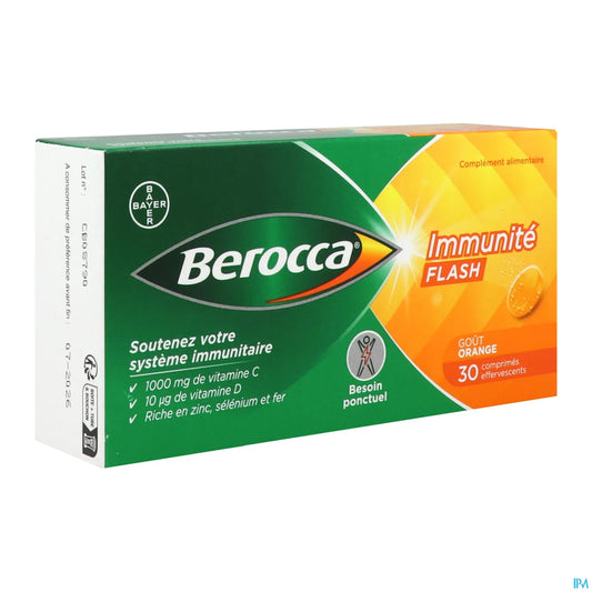 Bayer Berocca Immunity Flash Orange Flavor 30 Effervescent Tablets