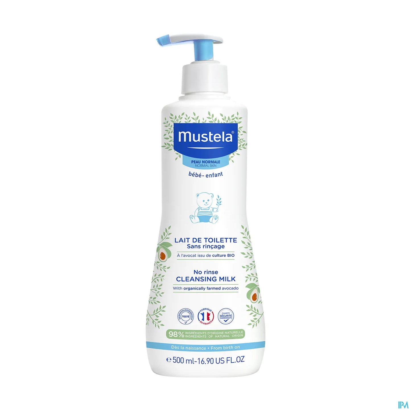 Mustela Bébé Lait de Toilette Sans Rinçage à l'Avocat Bio 500 mL