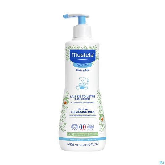 Mustela Bébé Lait de Toilette Sans Rinçage à l'Avocat Bio 500 mL