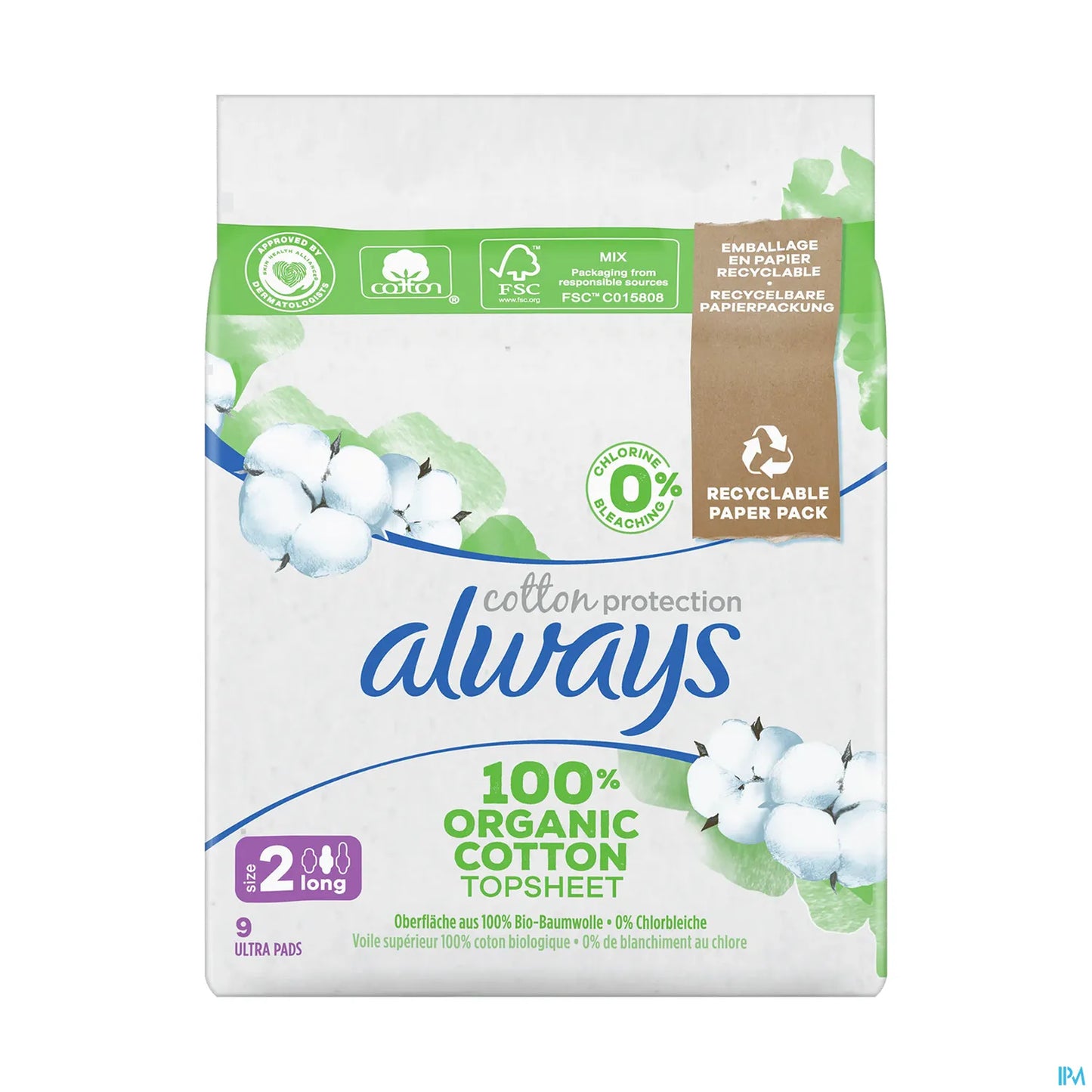 Cotton Protection Ultra Long With Wings 100% Organic Cotton
