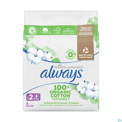 Cotton Protection Ultra Long With Wings 100% Organic Cotton