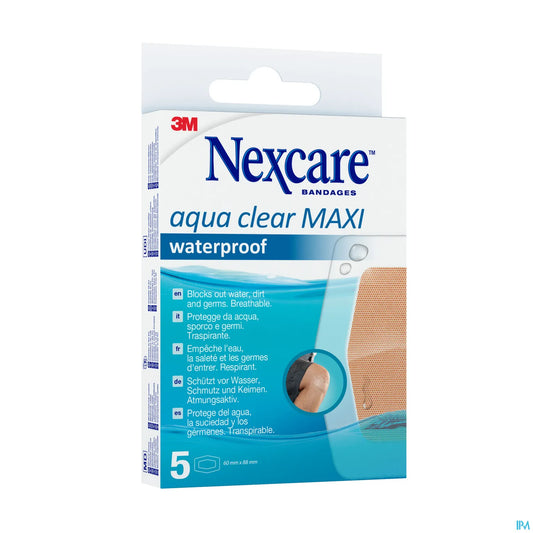 3M Nexcare Aqua Clear Maxi Pansements Waterproof 60mm x 88mm x5