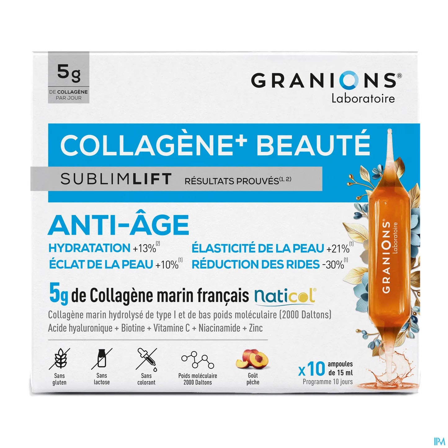 Granions Collagène Plus Beauté Sublimlift Pêche 10 ampoules