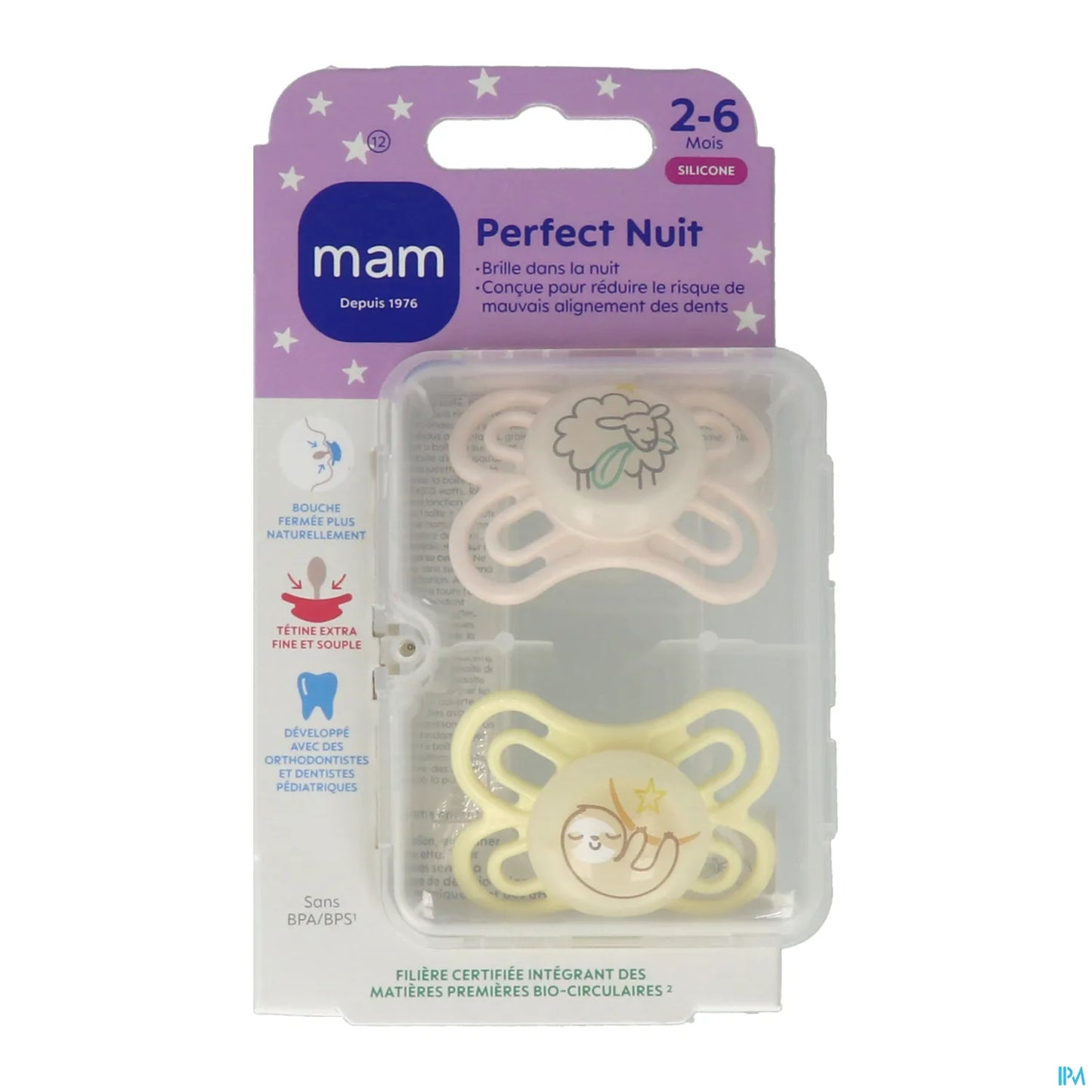 Sucette Perfect Nuit 2-6 Mois Silicone x2