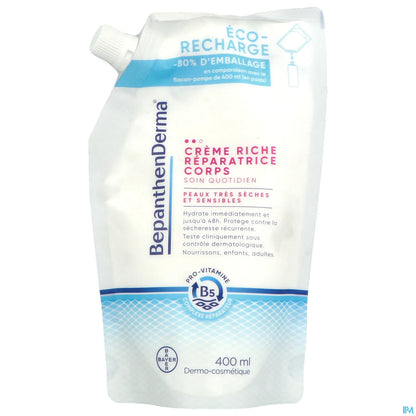 Bepanthen Derma Crème Réparatrice Corporelle Riche Éco-Recharge 400ml