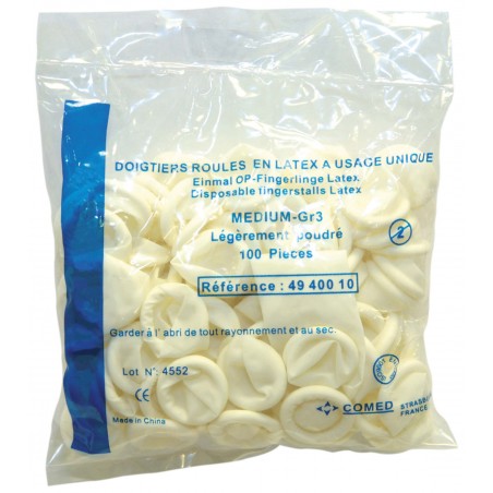 Rolled Latex Finger Cots Size M Bag of 100