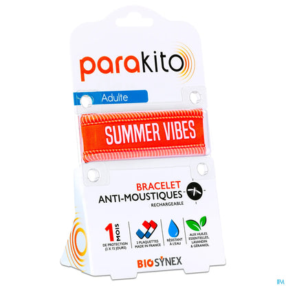 Bracelet Anti-Moustiques Rechargeable Adulte Summer Vibes Orange