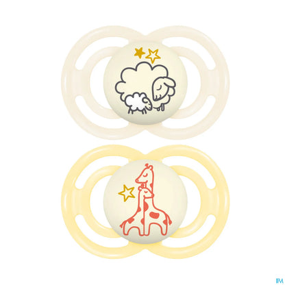 Lot de 2 Sucettes Silicone Perfect Nuit +6 Mois