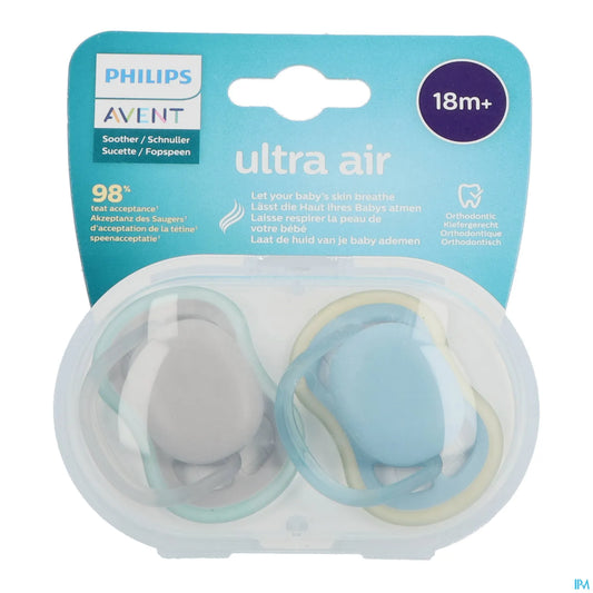 Philips Avent Sucette Ultra Air Nuit 18 Mois Neutre 2 Pièces