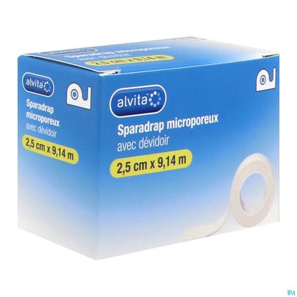 Sparadrap Microporeux 2,5cmx9,14m Avec Dévidoir