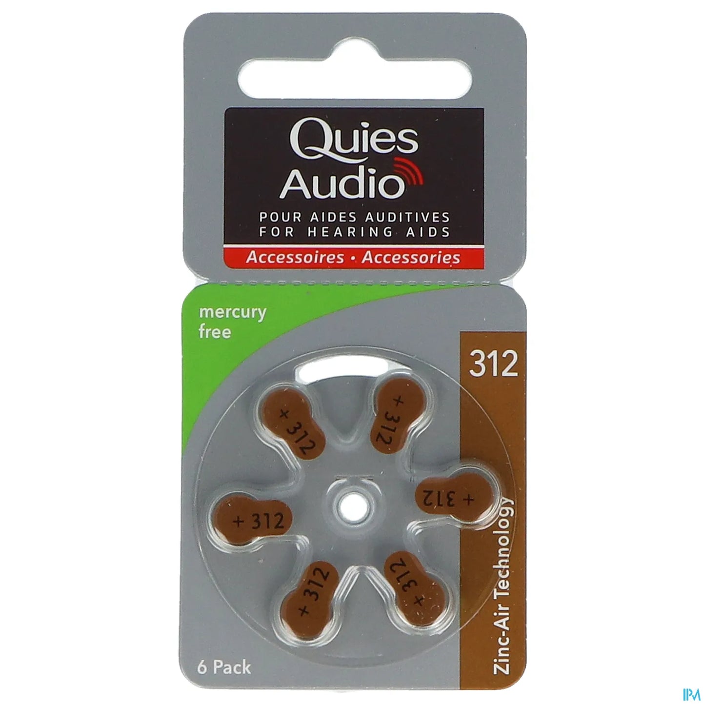 Batterie per l'udito allo zinco-aria 312 x6
