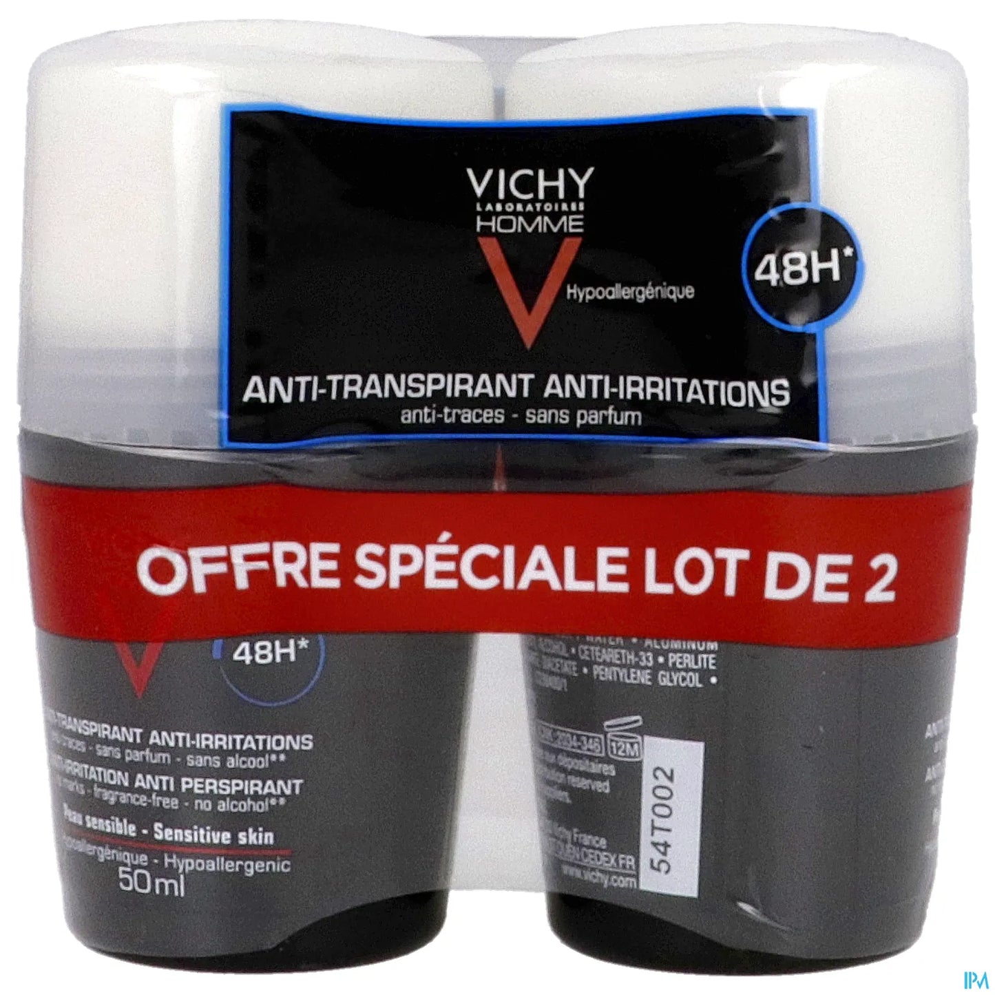 Homme Deodorant Anti-Transpirant Roll-On 48h 2x50ml