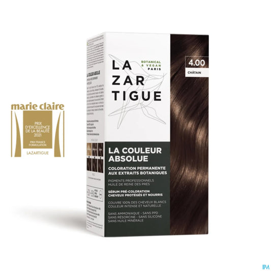 JF Lazartigue Couleur Absolue Teinture Cheveux 4.00 Châtaigne Chocolat Kit Coloration