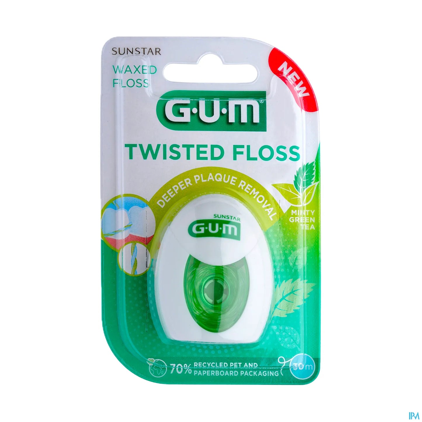 G.U.M Twisted Floss 3500 Fil Dentaire Ciré Saveur Thé Vert Mentholé 30m