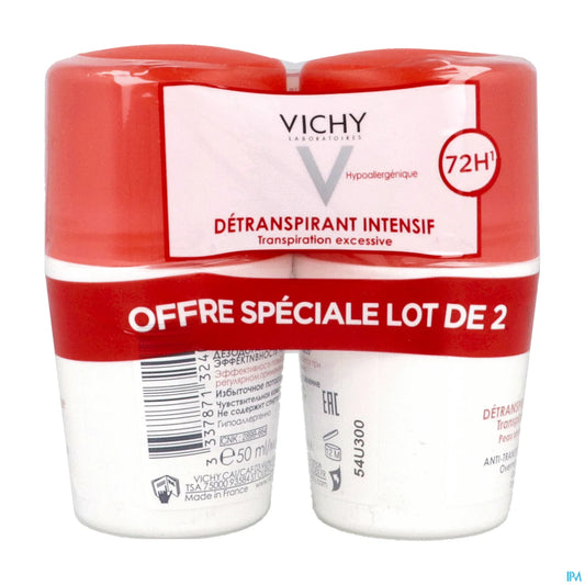 Déodorant Anti-Transpirant Roll-On 72H Transpiration Excessive 2x50ml