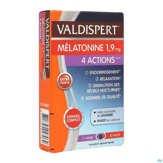 Valdispert Sommeil 4 Actions Mélatonine 1,9 mg 30 comprimés