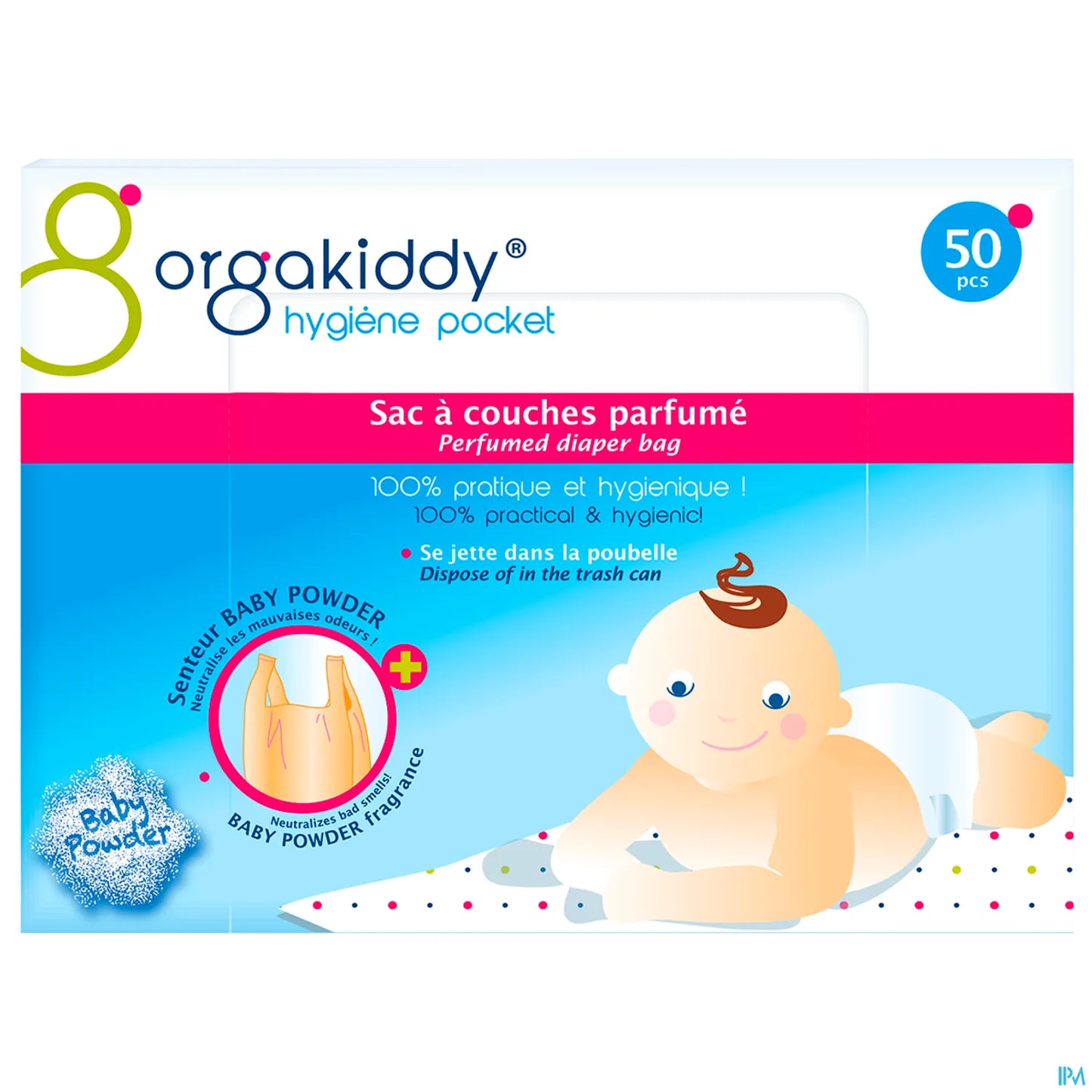 Sac à Couches Parfumées Talc Pour Bébé 50 Unités