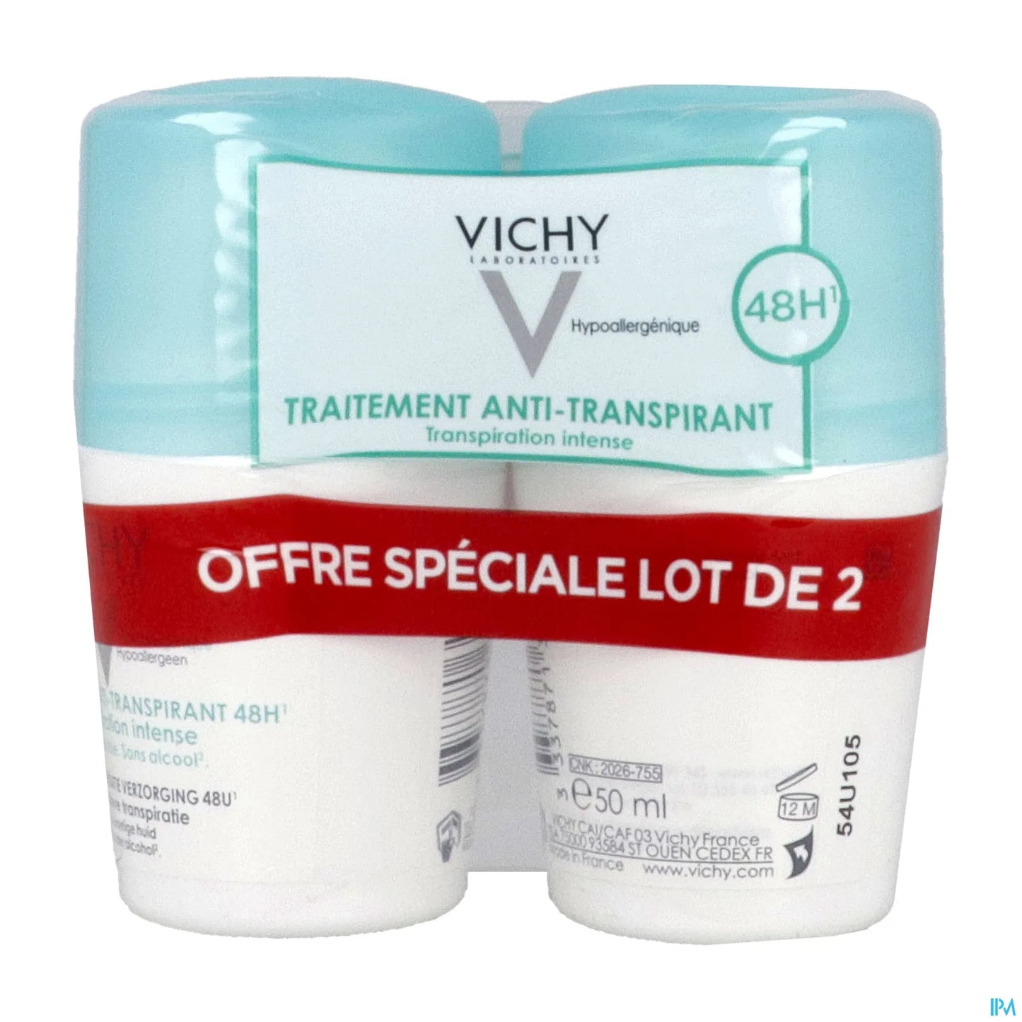 Déodorant Anti-Transpirant Roll-On Intense 48h 2x50ml