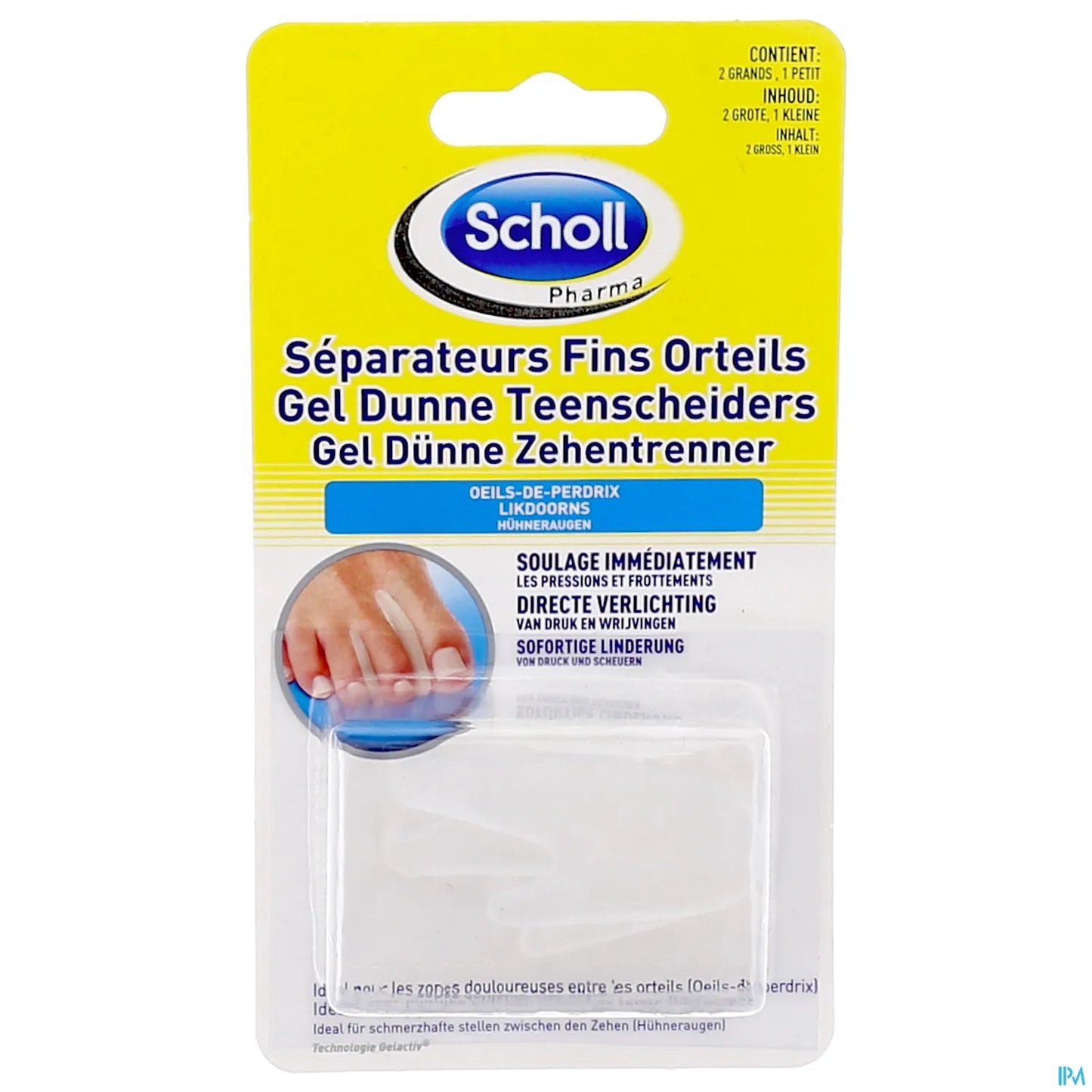 Gelactiv Séparateur Orteil Fin - 2 Grands + 1 Petit