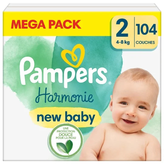 Pampers Harmonie New Baby Couches Taille 2 4-8 kg 104 Unités