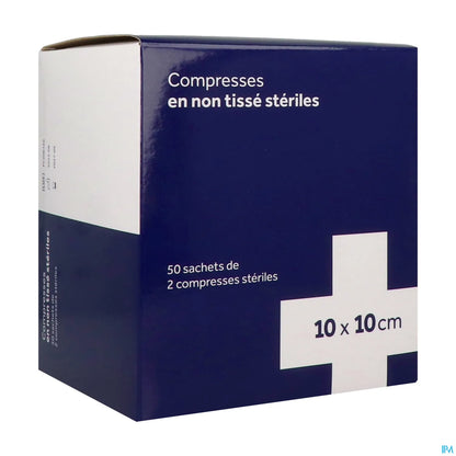 Compresse Stérile Non Tissé 10x10 cm 50 Sachets de 2