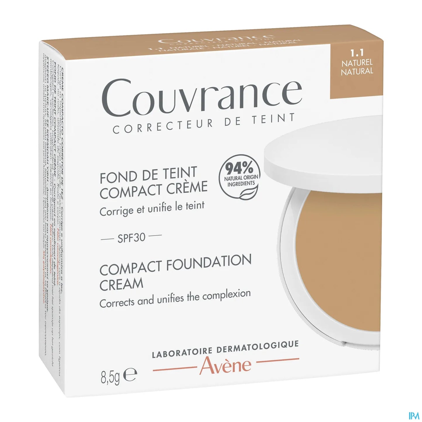 Couvrance Fond de Teint Compact Crème 1.1 Naturel 8.5g