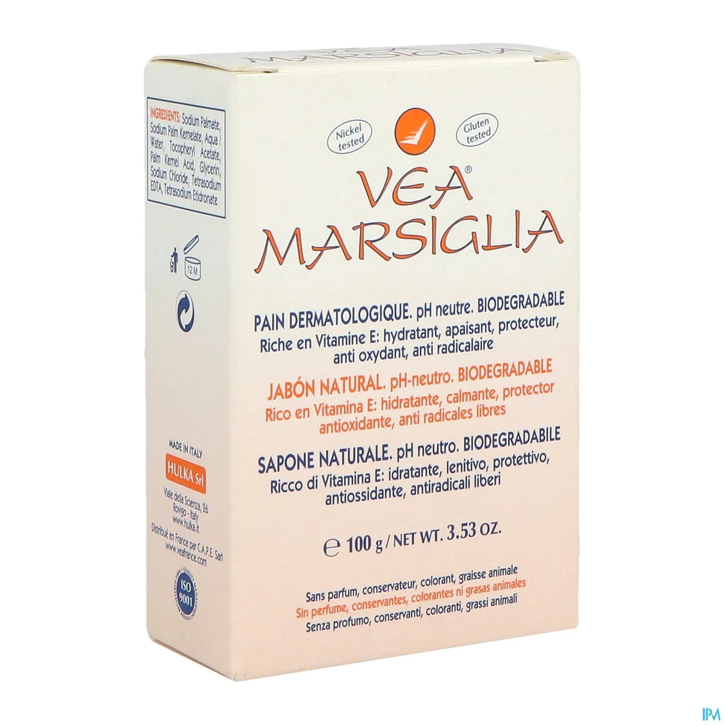 Marsiglia Pain Dermatologique Protecteur à la Vitamine E 100g