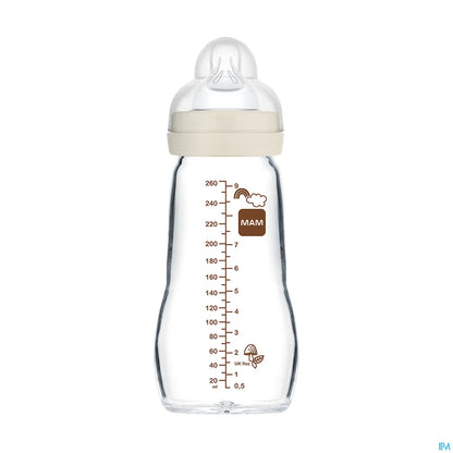 Premium Glass Baby Bottle 260 ml White - Flow 2 Medium SkinSoft Teat