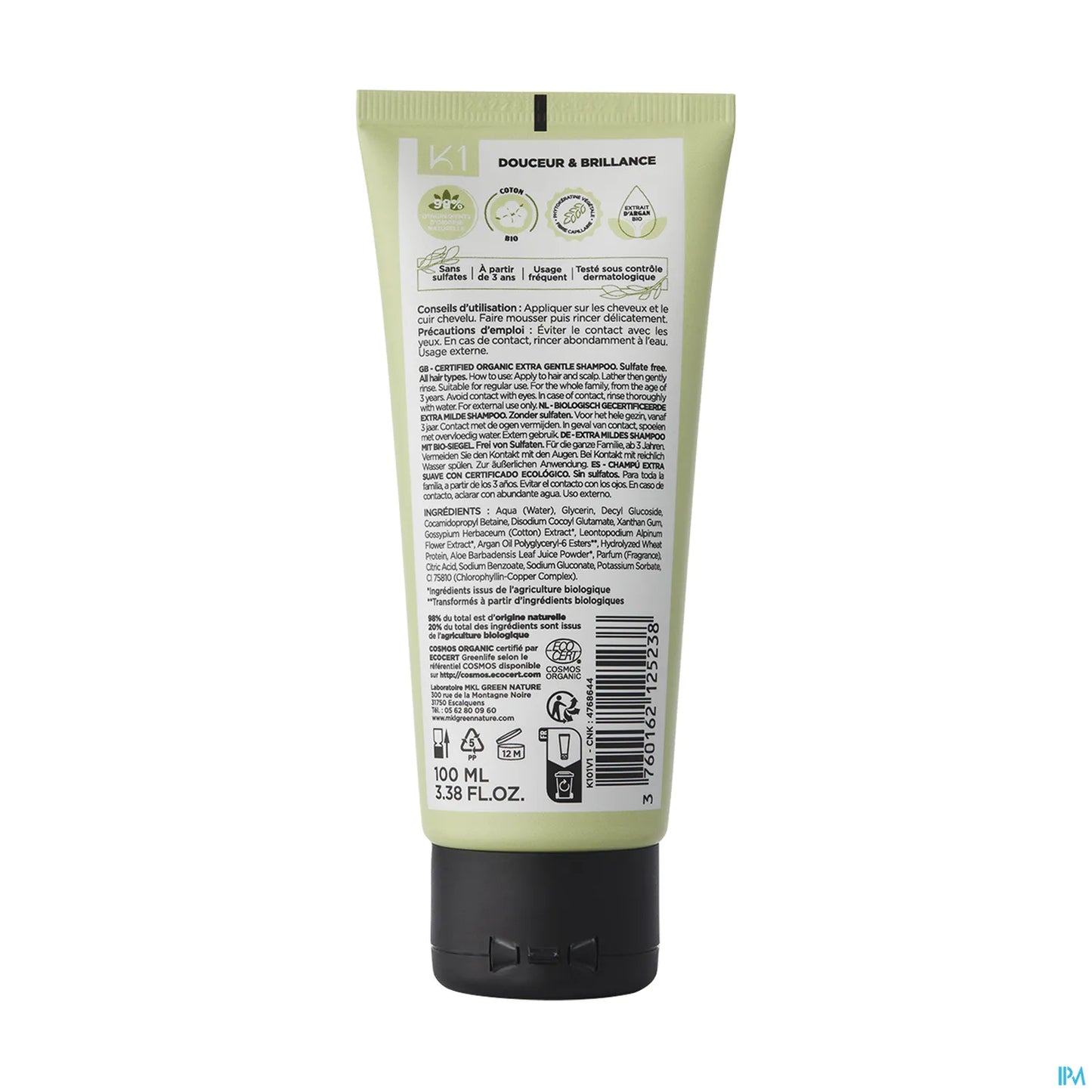 Green Nature Shampooing Extra Doux Bio Coton 100ml