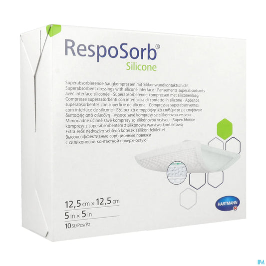 RespoSorb Pansement Silicone 12,5 x 12,5 cm boîte de 10