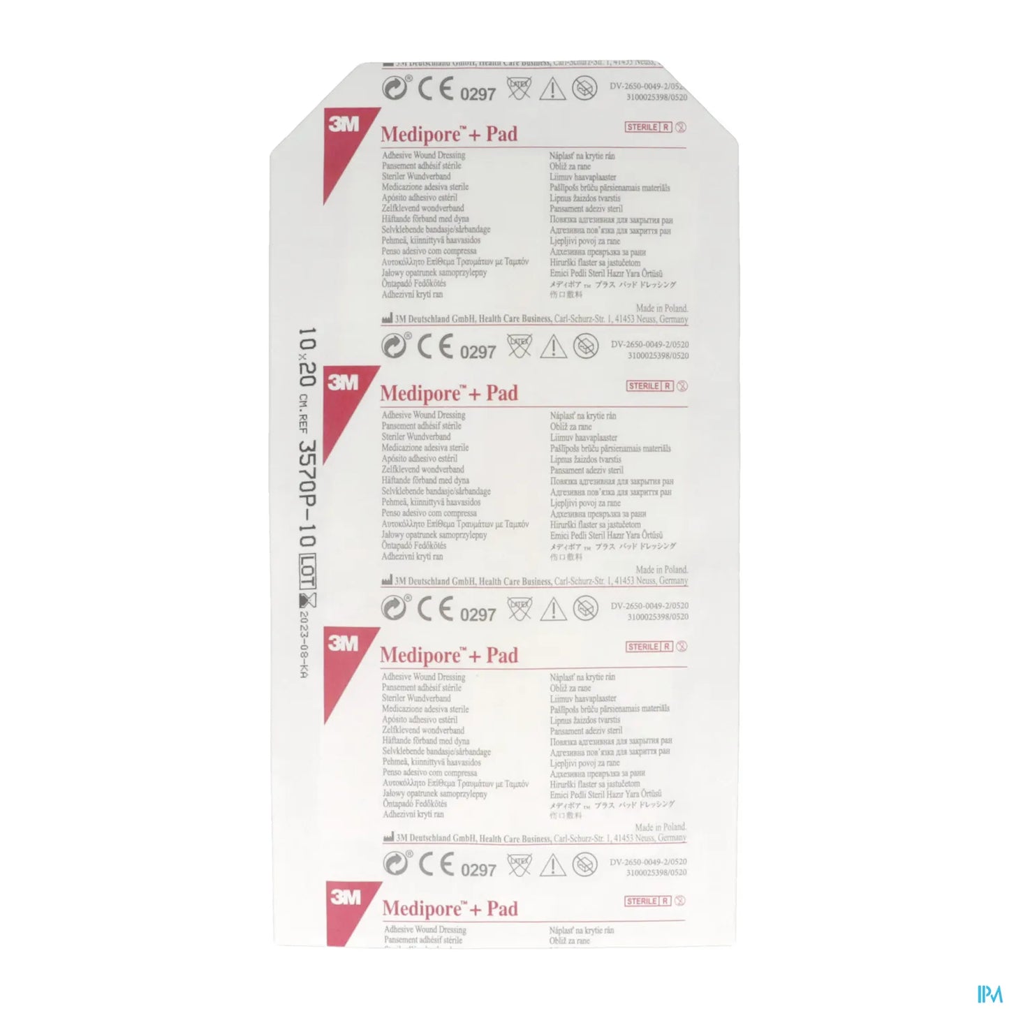 3M Medipore Pad Pansement 10x20cm, 10 Unités