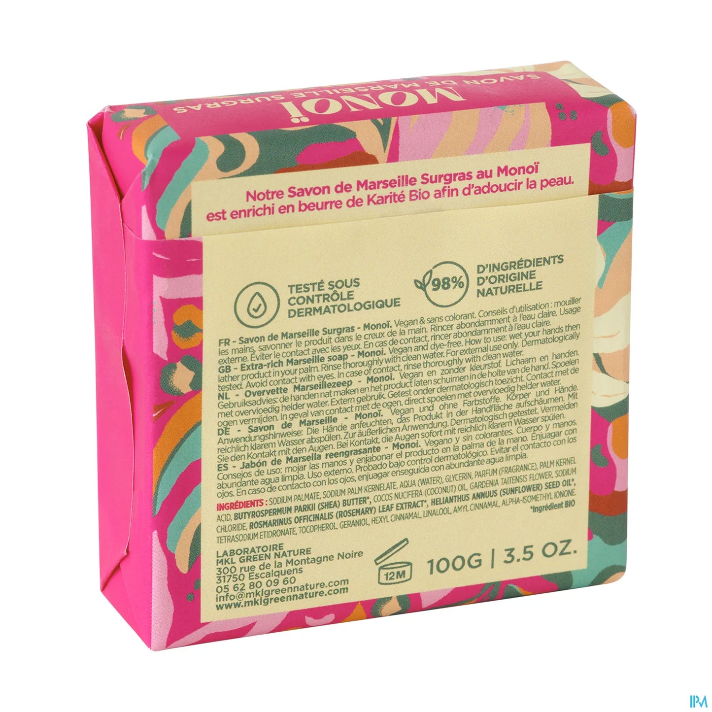 Green Nature Savon De Marseille Surgras Monoï 100g Édition Limitée