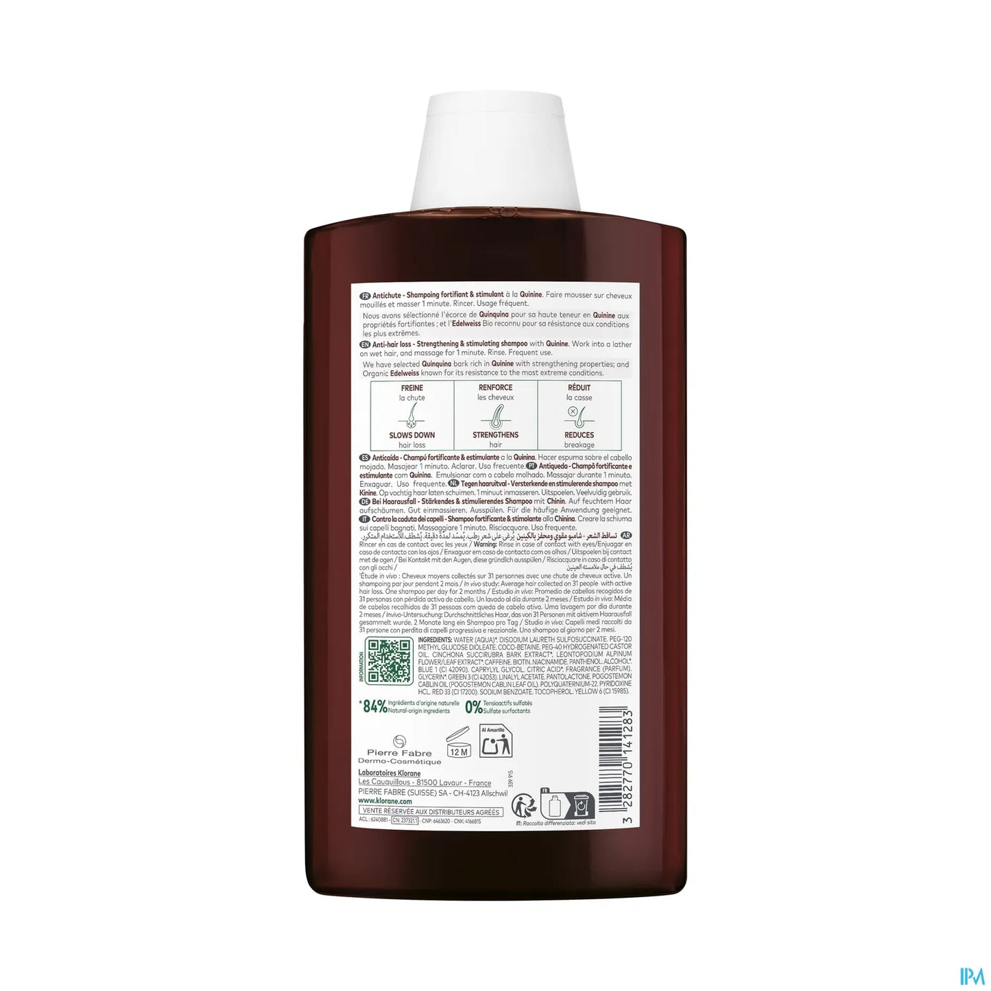 Shampooing à la Quinine et Edelweiss Bio 400ml