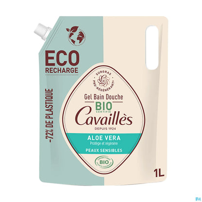 Rogé Cavaillès Bagno Doccia Gel per Pelli Sensibili con Aloe Vera Biologica Eco Ricarica 1L